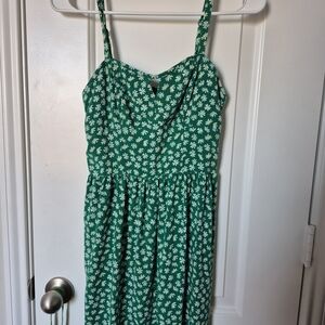 AUW Green and White Floral Mini Dress